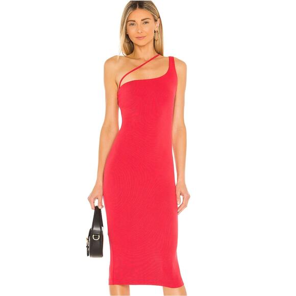 Revolve H:ours Niall Midi Dress in Two Tone Red NWT Size Small - Picture 1 of 3